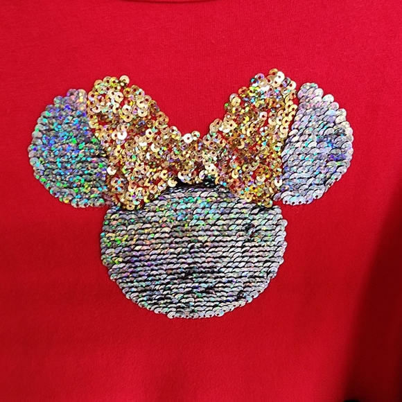 8 Girls Kids DISNEY Sequin Minnie Mouse Long Sleeve Tulle Dress red black - Picture 13 of 13